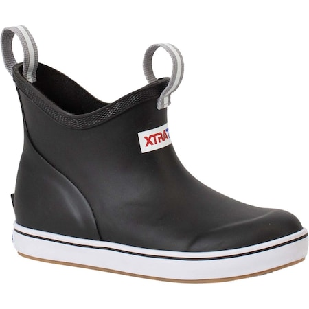 Xtratuf Kids Ankle Deck Boot, 4 M, Leather, 6 in H, Black XKAB000